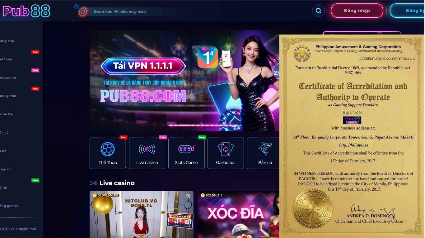 Về chúng tôi Pub88 - Nguồn gốc chứng nhận pháp lý